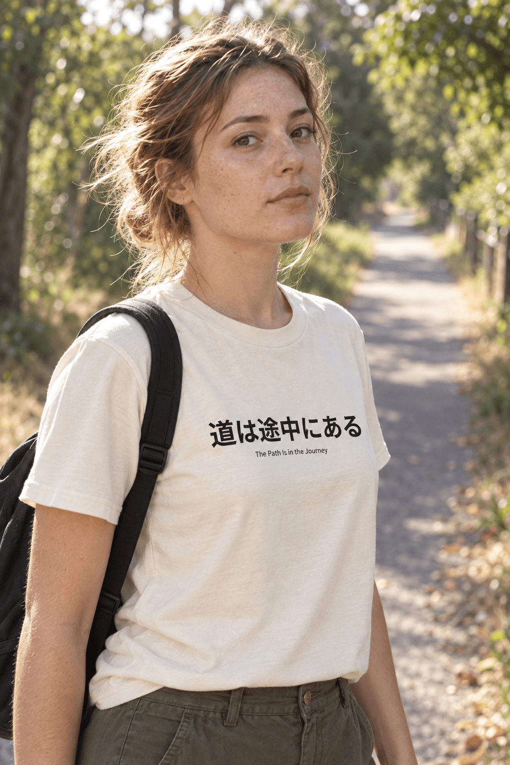 「道は途中にある」のTシャツを着た人