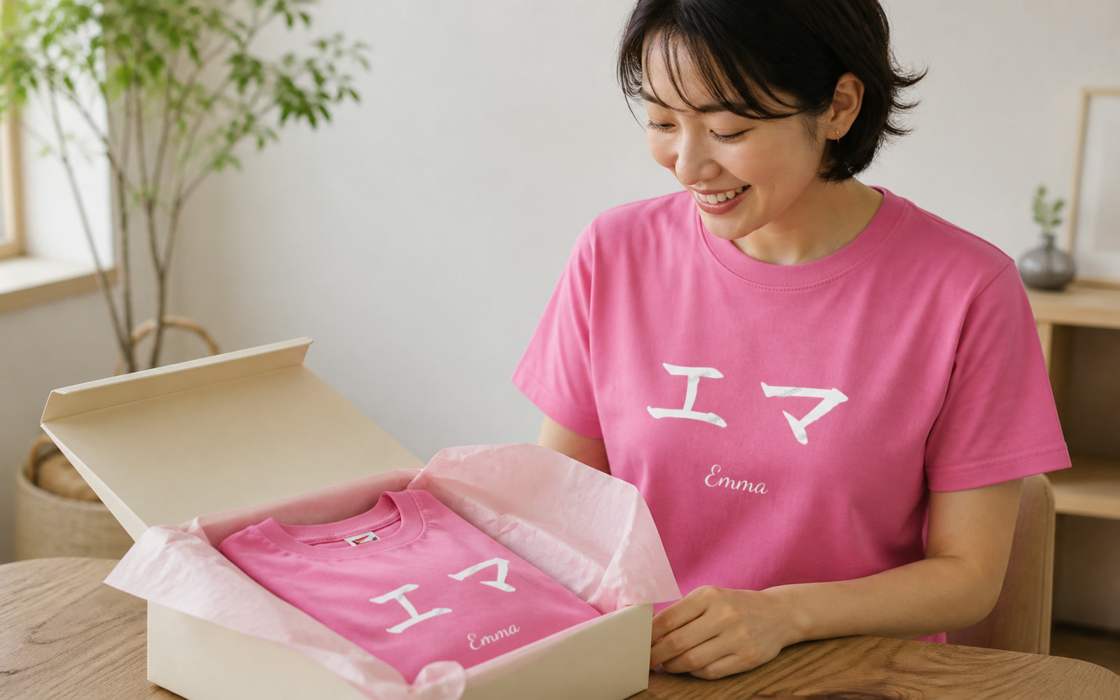 ギフトボックスに入ったTシャツの写真